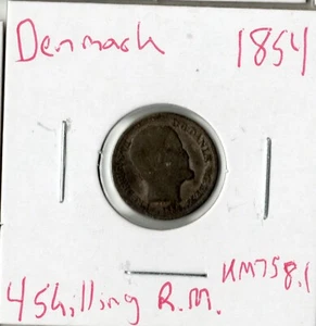Coin Denmark 4 Skilling Rigsmont 1854 KM758.1, silver - Picture 1 of 3