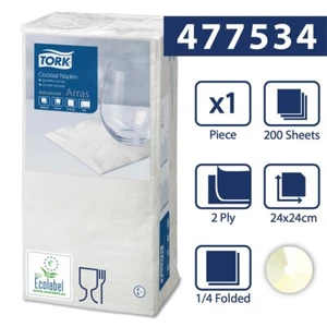 Tork Cocktail Servietten 477534 weiß Einweg Servietten Papier 200 Stück - Bild 1 von 3