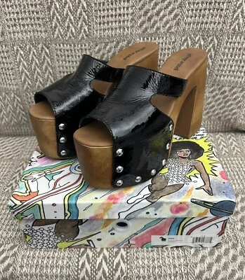 Nuevas sandalias de plataforma Jeffrey Campbell Kink charol arrugado negro 11 Foto 1 de 4