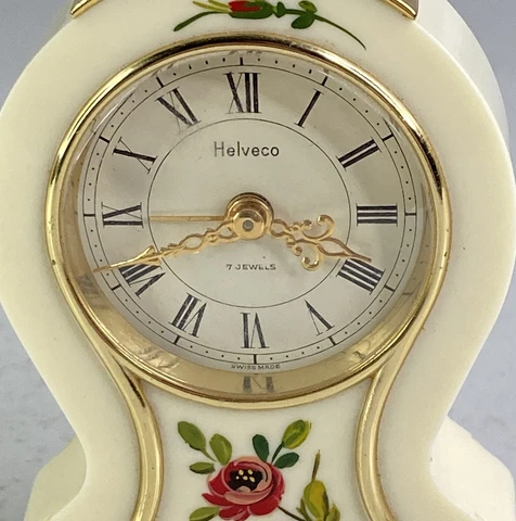 Small Helveco 8 Day 4” 7 Jewels Alarm Clock - Made in Germany - Needs Repair Cover