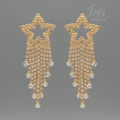 Pendientes colgantes con borla enchapados en oro circonita cúbica estrella araña 05065 Foto 1 de 4