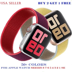 Nylon Band For Apple Watch Sport Loop Series 7/SE/6/5/4/3/2/1 38/40/41/42/4/45mm - Picture 1 of 49