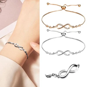 8 Shape Rhinestone Bracelet Fancy Chain Bracelet For Girls Adjustable Chain - Picture 1 of 19