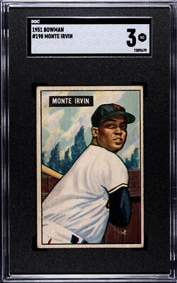 Tarjeta RC 1951 Bowman #198 Monte Irvin novato SGC 3 New York Giants Salón de la fama (9679) Foto 1 de 2