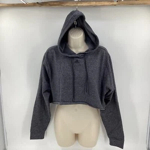 Adidas Women’s Cropped Hoodie Heather Gray Size Small Cotton Blend 232 - Picture 1 of 10
