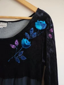 Vintage 90s Peace Angel Velvet And Chiffon Dress, Size S, Witch/ Fairy-core,... - Picture 1 of 8