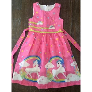 Sunny Fashion colorful Unicorn Dress Rainbow Stars Party Girls Dress Size 9/10 - Picture 1 of 9
