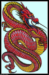 CHINESE NEW YEAR RED DRAGON COSTUME TRIBAL TEMPORARY TATTOO~SHOULDER ARM BACK