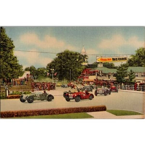 GRAND PRIX RACE COURSE - Watkins Glen, NY - Original Linen Postcard - c1940s - Picture 1 of 2