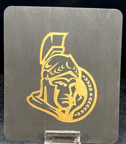 NEW NHL OTTAWA SENATORS LASER ENGRAVED LOGO ON 6" X 5" WOOD PLAQUE / COASTER Cover