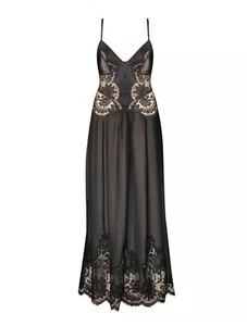 RARE Pleasure State Charm Black Bohemian Negligee Long Slip Medium RRP $399.95 - Picture 1 of 5