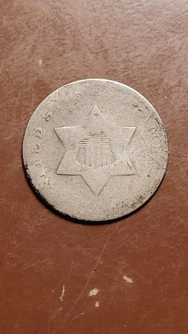 (1852) Three Cent Silver Low Grade Example 1 Reverse Scratch                S077 Cover