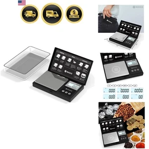 Mini báscula digital de precisión 500 g x 0,01 g con bandeja de acero inoxidable cepillado - Imagen 1 de 11