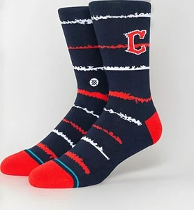 Cleveland Guardians Casual Crew Socks Large x Stance Chalk MLB Navy - Picture 1 of 6