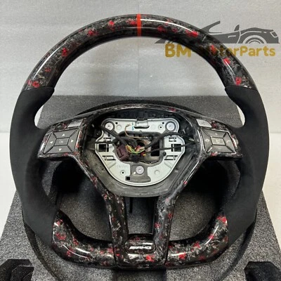 Carbon Fiber Steering Wheel Fit for Mercedes-Benz AMG CLA45 C63 W204 A45 SLK 13+ - Image 1 of 4