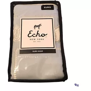 Echo New York Euro Sham RAVI 26x26 Blue 100% Cotton Embroidered NEW - Picture 1 of 4