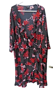 Yours Occasion Dress Size 26 - 28 Excellent Floral Wrap style ruffle - Picture 1 of 9