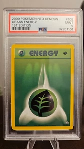 Pokemon Grass Energy #108 Neo Genesis 1st Edition PSA 9 - Picture 1 of 2