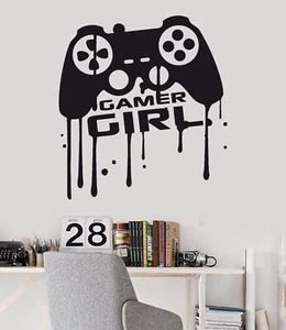 Vinyl Wall Decal Girl Gamer Video Game Teen Game Room Joystick Stickers (689ig) - Picture 1 of 3
