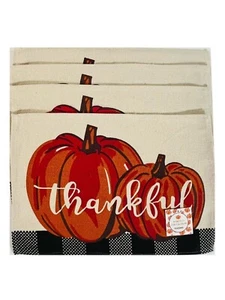 Harvest Collection 100% Cotton Fabric Placemats Thankful Pumpkin Set of 4 NWT - Picture 1 of 5