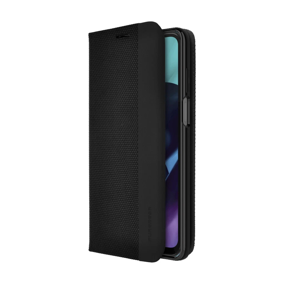 PureGear Moto G Stylus 2022 Wallet Series Leather Black Case - Image 1 of 4