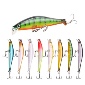 8Pcs Laser Fishing Lure Floating Minnow Wobbler 9.5cm/7.5g Hard Bait Crankbait - Picture 1 of 11