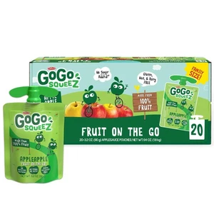 GoGo squeeZ Applesauce and Fruit Puree, Apple Apple, 3.2 oz (Pack of 20), Uns... - Picture 1 of 8