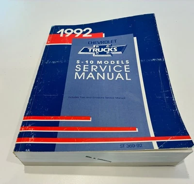 1992 Chevrolet Trucks S-10 Modelos Manual de Serviço de Reparo - ST 369-92 - GM - FABRICANTE DE EQUIPAMENTO ORIGINAL - Imagem 1 de 3