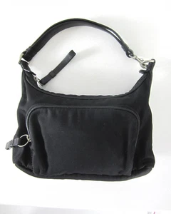 Vintage Coach Mercer Black Nylon w Leather Hobo Small Pouch Bag Purse D1K-7429 - Picture 1 of 13