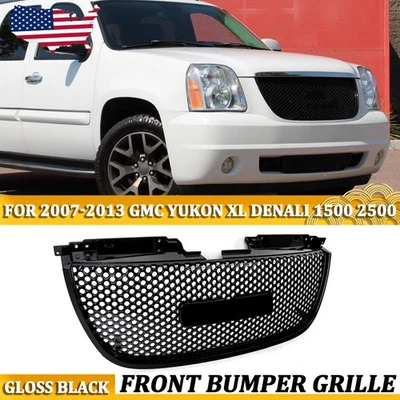 For GMC Yukon XL Denali 2007-2014 Front Bumper Grille Mesh Assembly Glossy Black — 第 1/4 张图片