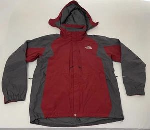 The North Face HyVent Mens Jacket Red Gray Hooded Outdoor Coat - Picture 1 of 7