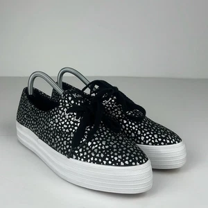 Keds spitz zulaufende schwarze und silberne Canvas-Minipunkte-Sneaker/Größe 10 - Bild 1 von 8