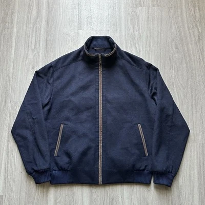 Peter Millar Men's XL Westport Wool And Cashmere Blue Bomber Zip Up Jacket - Image 1 of 4