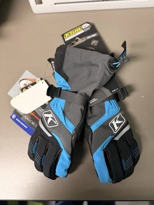 Guantes Guantelete Klim PowerXross Azul Pequeño Agarre Gore Impermeable Moto de Nieve Foto 1 de 4