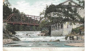 Joncy Gorge and Mill at, Angelica, NY 1908 used collared postcard - Picture 1 of 2