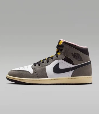 Nike Air Jordan 1 Mid SE Blanco Piedra Cueva Azufre Oscuro Gris Aceite HQ2011-100 Hombres Foto 1 de 4