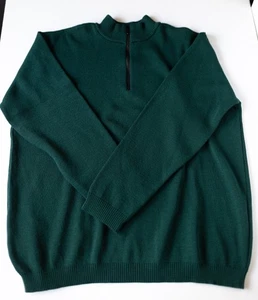 Vintage Mens CC FILSON Green Virgin Wool 1/4 Zip Pullover Crewneck Sweater 2XL - Picture 1 of 10
