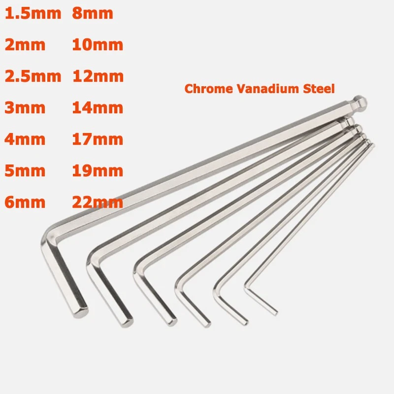 17mm Innensechskantschlüssel, L-förmig – Chrom-Vanadium-Stahl, Mit Kunststoffgriff, 385 Mm Länge