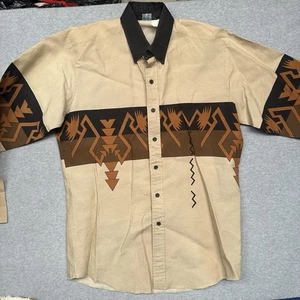 Vintage Brooks & Dunn Mens XL 16 1/2x36 Western Shirt Aztec Print 90s Rodeo - Picture 1 of 8