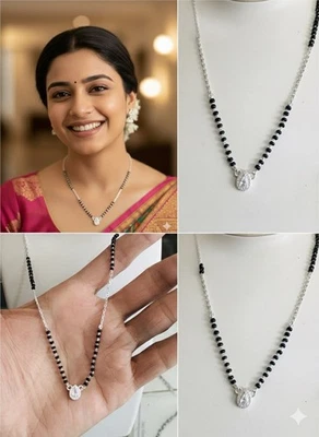 Mangalsutra - Collar de plata 925 colgante de cadena diseño de moda para mujer india Foto 1 de 4