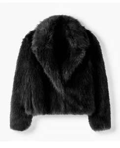 STEFANEL Jacke Teddyjacke Jacket schwarz black Felljacke Pelzjacke M 38 - Bild 1 von 2