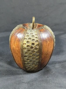 Charles Marcak Folk Art Turned Decorative Apple Metal Wood Decor Teacher Unique - Picture 1 of 8