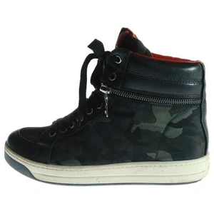 Prada Sport Leather Switch Camo Pattern Side Zip Lace-Up High-Cut Sneakers Black - Picture 1 of 6