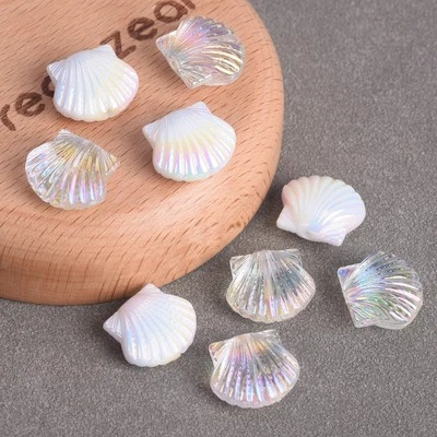 10pcs Glossy Scallop 16x14mm Acrylic Plastic Loose Beads For Jewelry Making Lot - Image 1 of 3