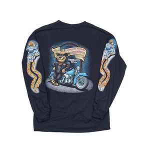 Vintage Y2K Red Dog Saloon Long Sleeve Flames Harley Like Biker T Shirt - Medium - Picture 1 of 12