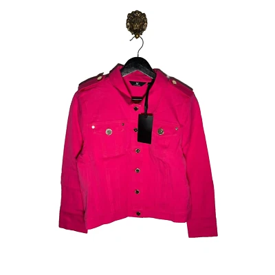 Julien MacDonald Pink Military Denim Style Jacket Size - 14 J M Fashion - Image 1 of 4