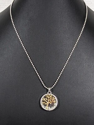 Family is Everything Árbol Flotante Dije Colgante Dos Tonos Collar 18 in Costero Foto 1 de 4