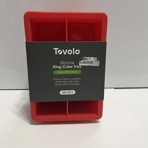 Tovolo 81-21761 Silicone King Cube Ice Trays, Red-Set Of 2 Trays 2” Square Cubes - Picture 1 of 3