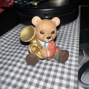 Homco Miniature Teddy Bear Figurine #1422 Boy Tuba Music Porcelain 2" - Picture 1 of 10