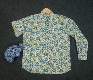 Indian Blue Cotton Groom Men's Shirt Wedding Dress Handmade L Size Boys Shirt US - Picture 1 of 2